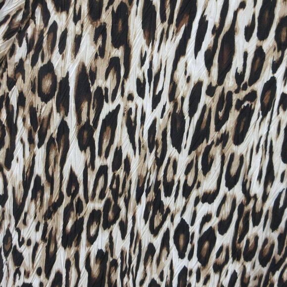 CHICO'S Pleated Elegance Faux Fur Collar Jacket Sz 1 Medium Leopard Animal Print - Picture 3 of 15
